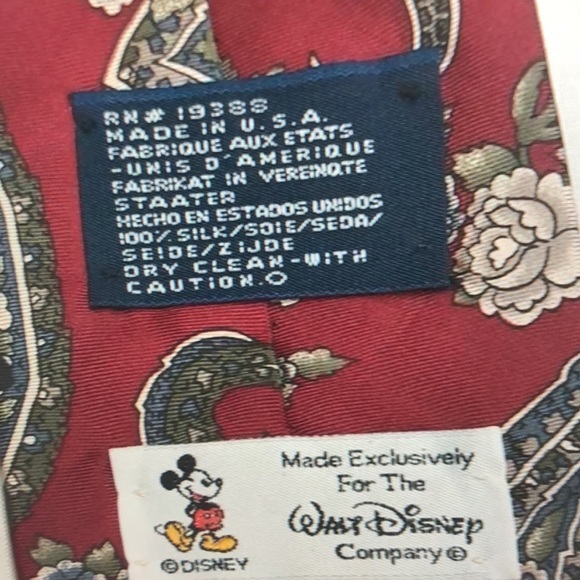 Vintage Walt Disney Company Mickey Mouse Design Neck Tie Red Paisley Print - Picture 3 of 6